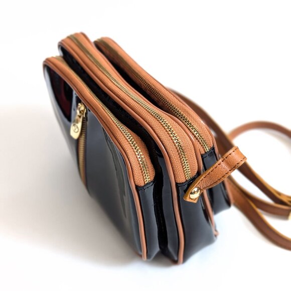 Valentina Black Patent Leather Crossbody Purse Bag - Picture 6 of 12